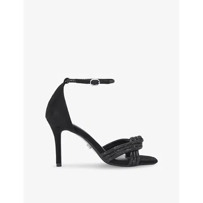Carvela Womens Arielle Crystal-knot Woven Heeled Sandals Blac In Black