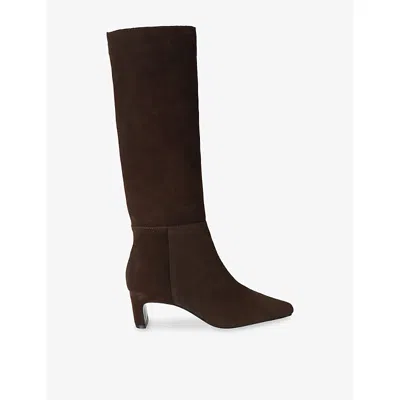 Carvela Womens  Bruna Suede Heeled Knee-high Boots In Brown
