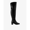 Carvela Womens Black Cleo Faux-leather Block-heel Over-the-knee Boots Eur 38/5 Uk In Black