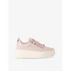 Carvela Womens Connected Zip Flatform Leather Low-top Trainers Blush In Blush