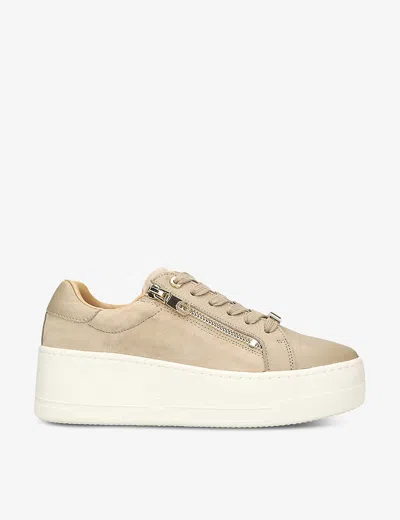 Carvela Womens Beige Connected Zip Leather Low-top Trainers In White