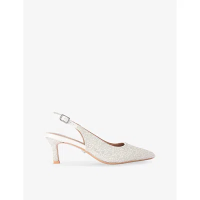 Carvela Womens White Corletta Slingback Pearl-embellished Heeled Courts Eur 38/5 Uk