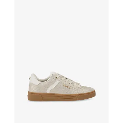 Carvela Womens Gold Daze Gum-sole Faux-leather Low-top Trainers