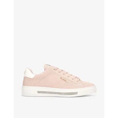 Carvela Womens Pale Pink Diamond Logo-badge Faux-leather Low-top Trainers