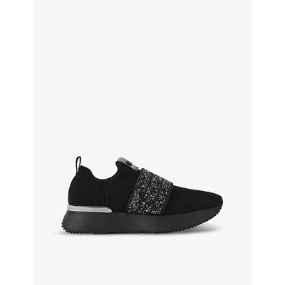 Carvela Womens  Flare Sparkle Knitted Low-top Trainers In Black