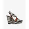 Carvela Womens  Gala Capri Wedge Raffia Heels In Black/comb
