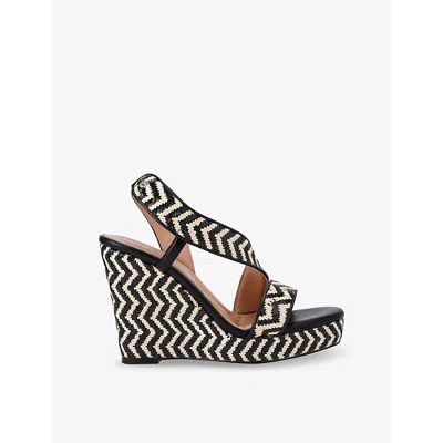 Carvela Womens  Gala Capri Wedge Raffia Heels In Black/comb