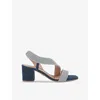 Carvela Womens Denim Gala Diamante-embellished Heeled Sandals In Denim