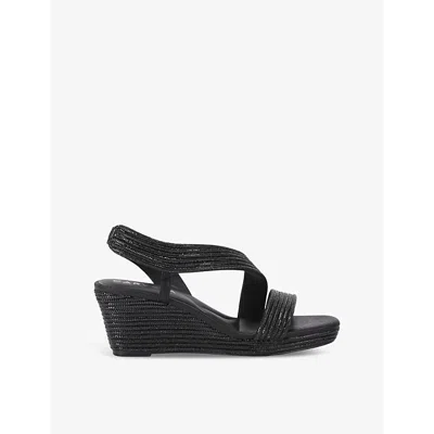 Carvela Womens  Gala Jewel-embellished Rope-effect Wedge-heeled Woven Sandals In Black