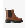 Carvela Womens Tan Headline Flat Leather Chelsea Boots In Tan