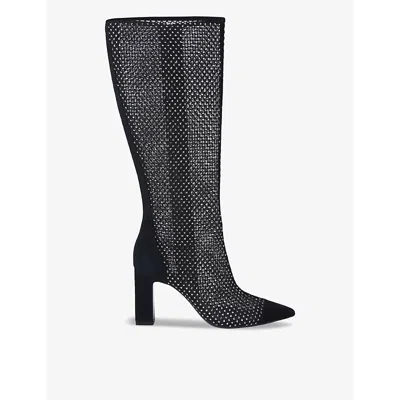 Carvela Womens Black Hotsox Crystal-embellished Knee-high Boots