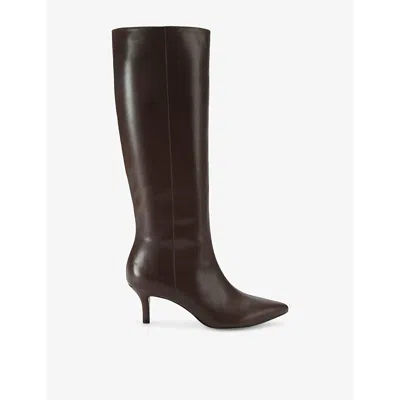 Carvela Womens Liscio Knee-high Leather Boots Brow In Brown