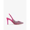 CARVELA WOMENS CARVELA LOVEBIRD RHINESTONE-EMBELLISHED SATIN SLINGBACK COURTS