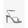 Carvela Womens Denim Paparazzi Jewel-embellished Heeled Sandals In Denim