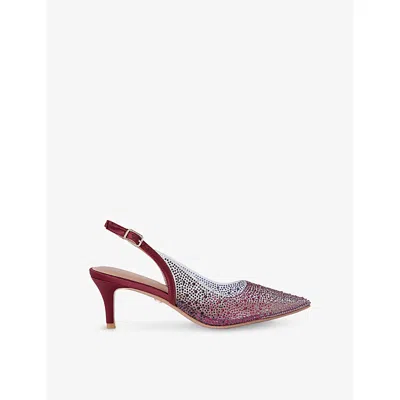 Carvela Womens Wine Positano Vinyl Embellished Kitten Heels Eur 40 / 7 Uk In Burgundy