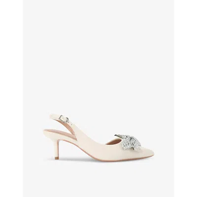 Carvela Womens Bone Regal Bow-embellished Heeled Leather Slingbacks