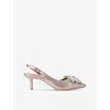 Carvela Womens Gold Regal Crystal-bow Kitten-heel Woven Slingbacks In Gold