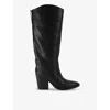 Carvela Womens Black Reign Pointed-toe Leather Knee-high Boots In Black