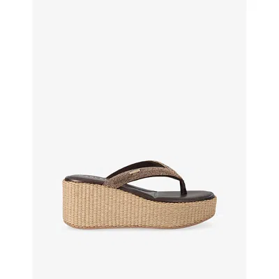 Carvela Womens Brown Riviera Woven Flatform Sandals Eur 39 / 6 Uk