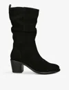 Carvela Womens Black Secil Scrunched-ankle Suede-leather Knee-high Boots In Black