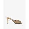 Carvela Womens Bronze Silvia Embellished Heeled Woven Mules Eur 41 / 8 Uk In Neutral
