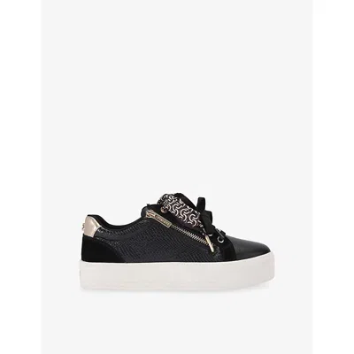 Carvela Womens  Sorrento Scarf Faux-leather Trainers In Black