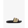Carvela Womens  Sorrento Straw-weave Faux-leather Slider Sandals In Blk/beige