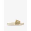 Carvela Womens  Sorrento Straw-weave Faux-leather Slider Sandals In Bone/comb