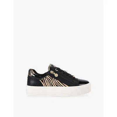 Carvela Womens Black/comb Statement Zip Faux-leather Trainers Eur 41 / 8 Uk