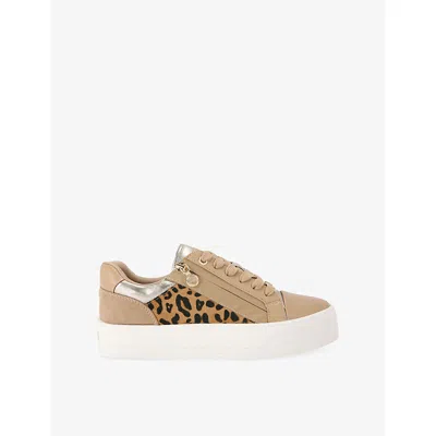 Carvela Womens Camel/comb Statement Zip Faux-leather Trainers Eur 41 / 8 Uk In Brown