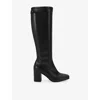 Carvela Womens Black Strut Faux-leather Heeled Knee-high Boots Eur 39 / 6 Uk In Multi