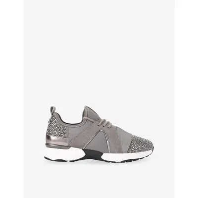 Carvela Womens Gunmetal Tempo Elastic Woven Trainers Eur 42/ 9 Uk In Gray