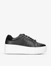 Carvela Womens Connect Platform-sole Leather Trainers Blac In Black