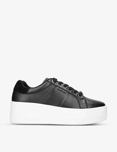 Carvela Womens Connect Platform-sole Leather Trainers Blac In Black