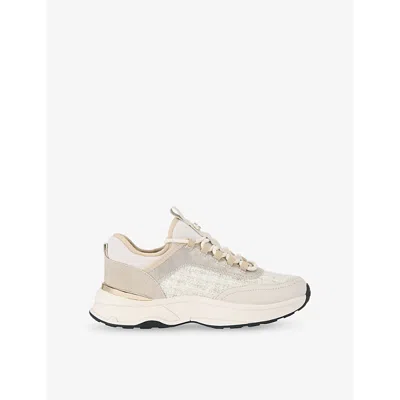 Carvela Womens Cream Comb Swift Runner Leather Low-top Trainers