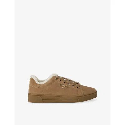 Carvela Womens Daze Warm Lined Suede Trainers Camel Eur 38/5 Uk