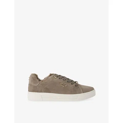 Carvela Womens Daze Warm Suede Trainers Taupe Eur 40 / 7 Uk