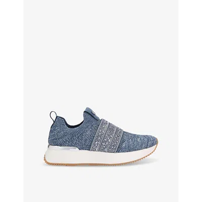 Carvela Womens Denim Flare Sparkle Low-top Knitted Trainers