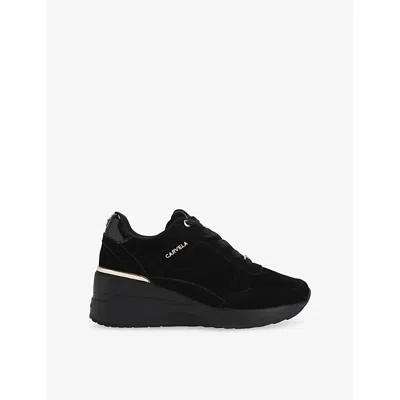Carvela Womens Divina Velvet Trainers Black Eur 39 / 6 Uk In Multi