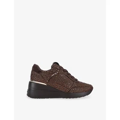Carvela Womens Divina Woven Trainers Dark Brown Eur 41 / 8 Uk In Multi