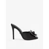 Carvela Womens Black Fiore Flower-embellished Heeled Satin Mules Eur 40 / 7 Uk In Black