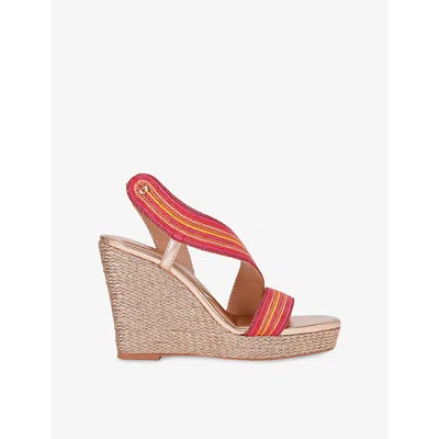 Carvela Womens Gala 110 Embellished Woven Wedges Fushia Cmb