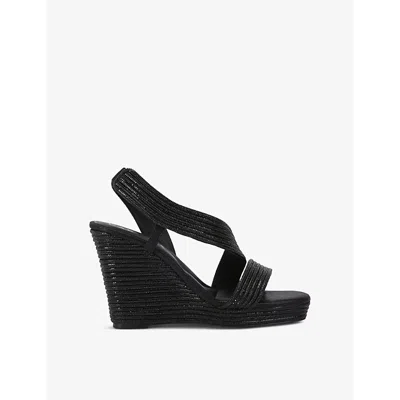 Carvela Womens Gala 110 Rope-effect Wedge-heeled Woven Sandals Blac In Black