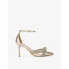 Carvela Womens  Arielle Crystal-knot Metallic Faux-leather Court Heels In Gold