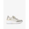 Carvela Womens Gold Comb Skyline Crystal-embellished Wedge Leather Low-top Trainers In Gold Comb