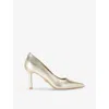 Carvela Womens  Corletta Pointed-toe Metallic Faux-leather Heeled Courts In Gold