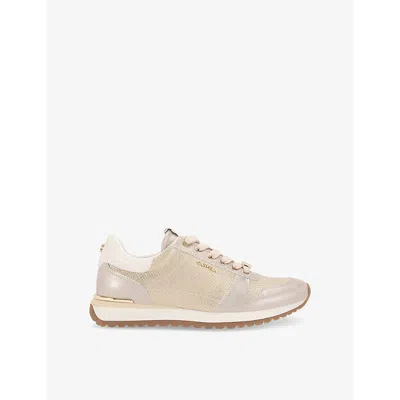Carvela Womens  Florencia Metallic Faux-leather Low-top Trainers In Gold