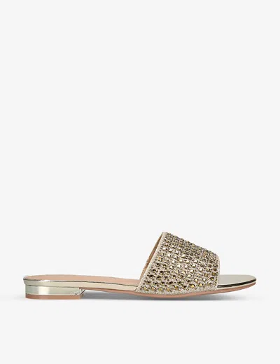 Carvela Womens Gold Kianni Crystal-embellished Flat Woven Sandals