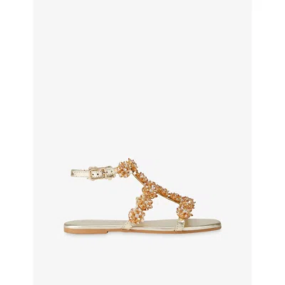 Carvela Womens Gold Organza Leather Sandals Eur 38/5 Uk