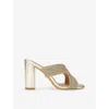 Carvela Womens Gold Paparazzi Embellished Faux-leather Heel Sandals Eur 38/5 Uk In Gold